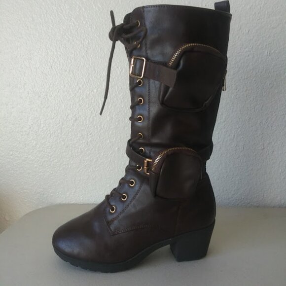 Link girls size 4 (equivalent to 5.5 women's shoes) dark brown high heel boot - Picture 6 of 15